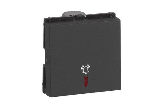 Havells Fabio 10AX Mega Bell Push Indicator Matt Black | Modular Bell Switch for Inductive Loads