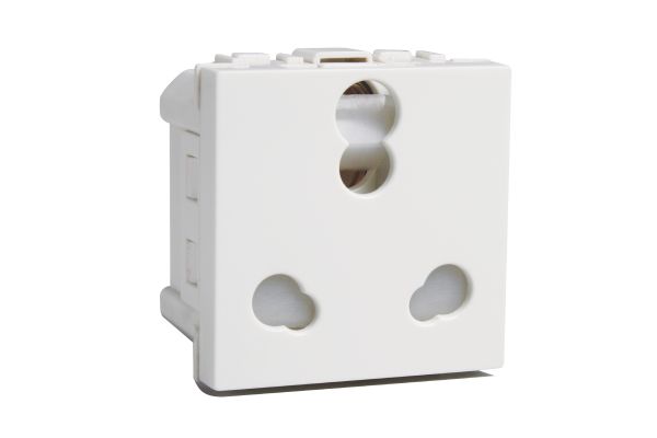 Havells Coral 10A/16A Heavy Duty Shuttered Socket Pure White | Modular Socket with 10 Year Warranty