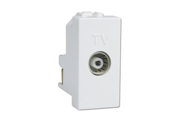 Havells Coral TV Socket AHLKTOW000 | Pure White Communication Module with Glossy Finish