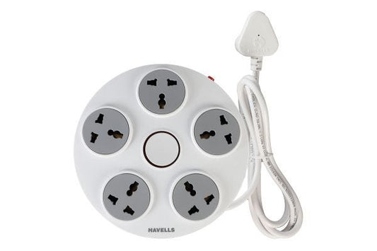 Havells Wheel Star 5x5+1 Surge & SpikeGuard 6A AHNXOXF06X | 5 Socket Extension Board with Overload Protection