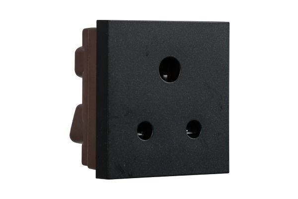 Havells Apogee 6A 3 Pin Shutter Socket Black ATAKSWB063 | Fire Resistant Modular Socket with Child Safety Shutter