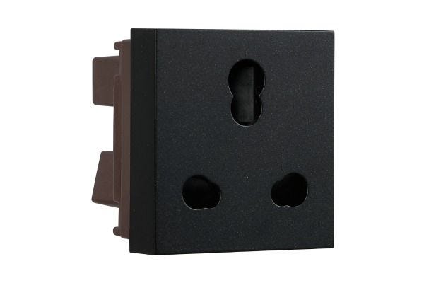 Havells Apogee 6A/16A 3 Pin Shutter Socket Black ATAKSWB163 | Fire Resistant Modular Socket with Child Safety Shutter