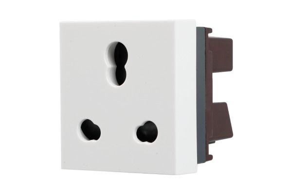 Havells Apogee 6A/16A 3 Pin Shutter Socket ATAKSWW163 | Fire Resistant Modular Socket with Child Safety Shutter