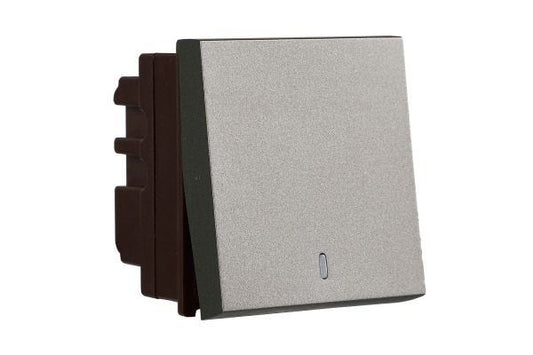 Havells Apogee 16A Mega One Way Switch with Indicator Grey ATAMXIG161 | Fire Resistant Modular Switch with Smooth Operation