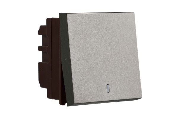 Havells Apogee 16A Mega One Way Switch with Indicator Grey ATAMXIG161 | Fire Resistant Modular Switch with Smooth Operation