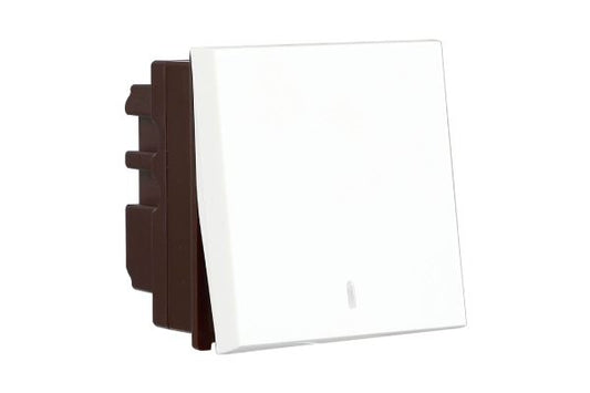 Havells Apogee 10AX Mega One Way Switch with Indicator ATAMXIW101 | Fire Resistant Modular Switch with Smooth Operation