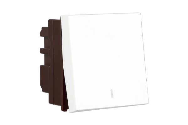 Havells Apogee 10AX Mega One Way Switch with Indicator ATAMXIW101 | Fire Resistant Modular Switch with Smooth Operation