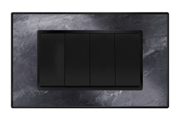 Havells Apogee 4M Satin Ocean Grey Outer Plate ATAPDCGH04 | Zinc Die-Cast with Black Frame