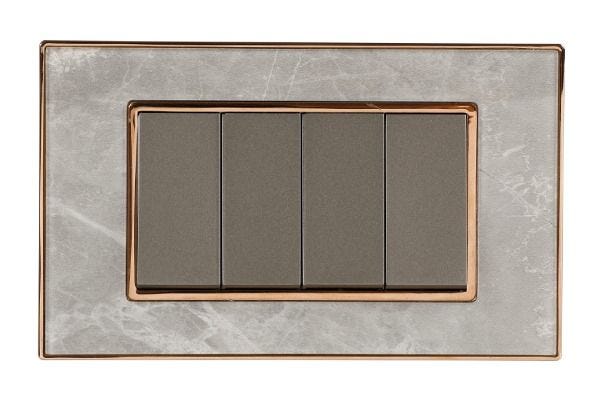 Havells Apogee 4M Satin Marbello Outer Plate ATAPDCMH04 | Zinc Die-Cast with Rose Gold Frame