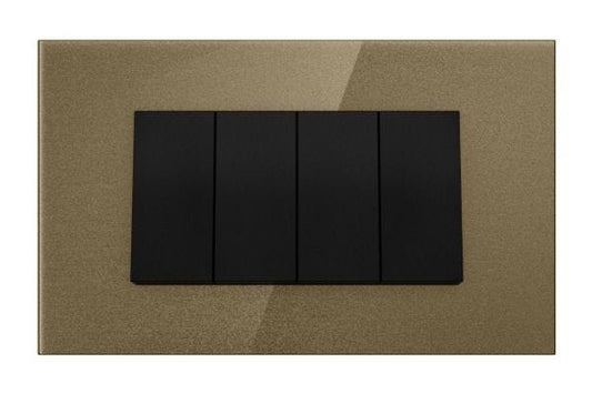 Havells Apogee Glass Golden Beige Outer Plate 4M ATAPGODH04 | Glossy Modular Plate with Minimalist Finish