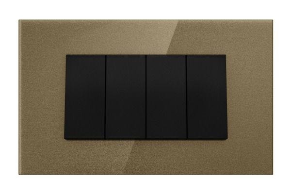 Havells Apogee Glass Golden Beige Outer Plate 4M ATAPGODH04 | Glossy Modular Plate with Minimalist Finish