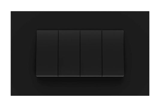 Havells Apogee Glass Black E Outer Plate 4M ATAPGOMBH04 | Matte Modular Plate with Minimalist Finish