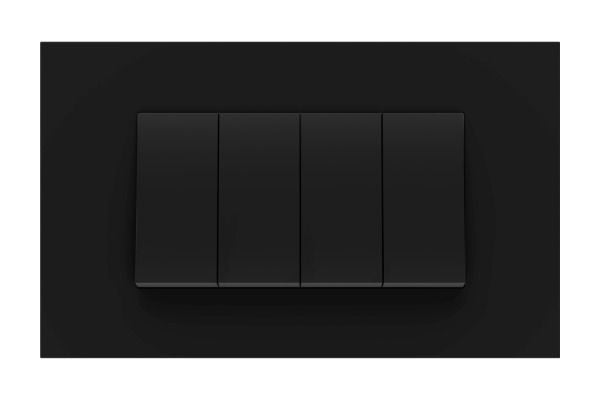 Havells Apogee Glass Black E Outer Plate 4M ATAPGOMBH04 | Matte Modular Plate with Minimalist Finish