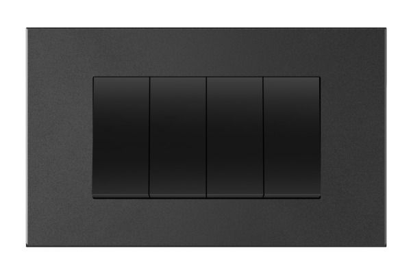 Havells Apogee Glass Silver Grey Outer Plate 4M ATAPGOSH04 | Glossy Modular Plate with Minimalist Finish