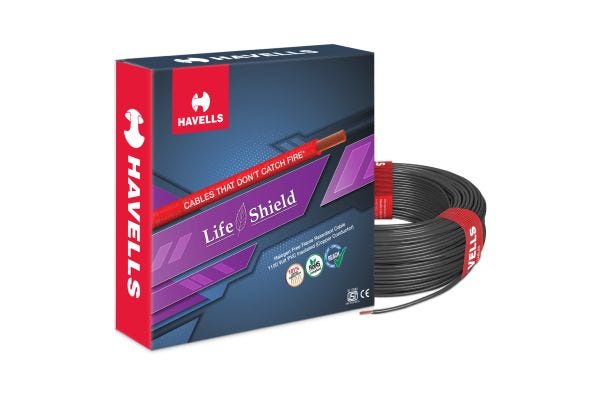 Havells Life Shield HFFR Flexible Cable 4 sq mm 90m WHFFZNKA14X0-C | Halogen Free Flame Retardant Cable