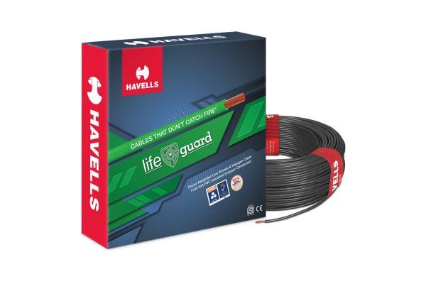 Havells Life Guard FR-LSH Flexible Cable 6 sq mm 90m WHFFFNKA16X0-C | Flame Retardant Low Smoke Halogen Cable