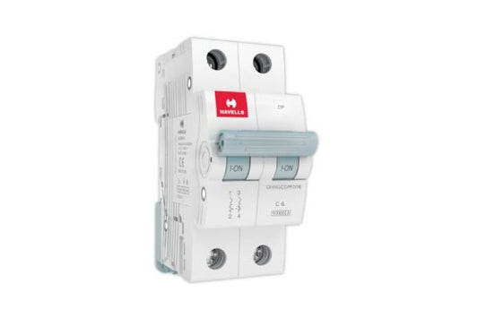 Havells DP C Curve MCB 6A Double Pole DHMGCDPF006 | Motor & Inductive Load Circuit Protection