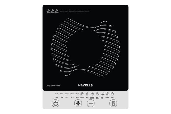 Havells Evo Cook PB14 Induction Cooktop GHCICEJK140 1400W | 7 Preset Cooking Options with Surge Protection
