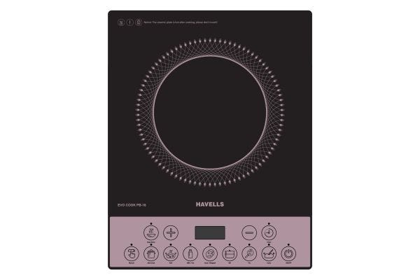Havells Evo Cook PB16 Induction Cooktop GHCICEKK160 1600W | 9 Preset Modes with 6000V Surge Protection