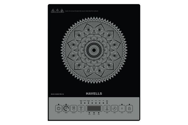 Havells Evo Cook PB18 Induction Cooktop GHCICELK180 1800W | 8 Preset Cooking Options with 3 Hour Timer