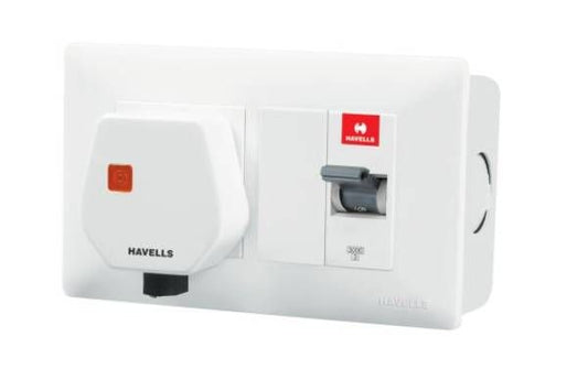 Havells DBOXx MCB Protected Socket 25A 4 Module DHDMCSN0251025 | Sheet Steel Enclosure for Domestic & Commercial Use