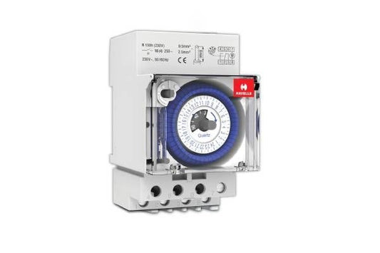 Havells 24 Hours Analog Time Switch 16A DHTED30016 | DIN Rail Daily Timer Switch