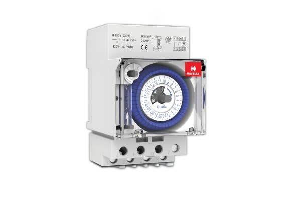 Havells 24 Hours Analog Time Switch 16A DHTED30016 | DIN Rail Daily Timer Switch