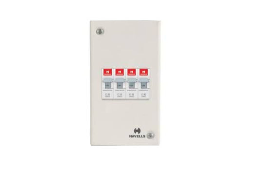 Havells MCB Enclosure Sheet Steel 4 Pole DHDESFP | Powder Painted DB Enclosure with DIN Rail