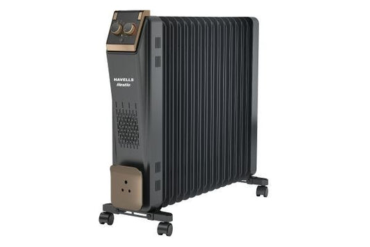 Havells Hestio 15 Straight Fins Oil Filled Room Heater GHROFDLK290 2900W | Dual Heating Tech with PTC Heater
