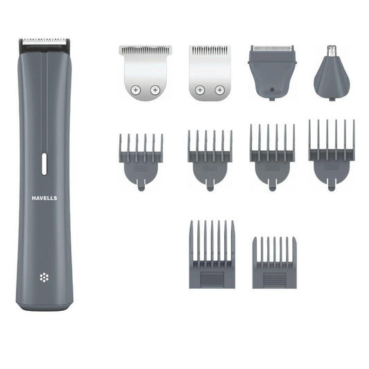 Havells GS6110 10 in 1 Turbo Grooming Kit Grey | Multi Styling Grooming Solution with 90 Min Runtime