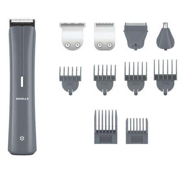 Havells GS6110 10 in 1 Turbo Grooming Kit Grey | Multi Styling Grooming Solution with 90 Min Runtime