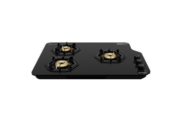 Havells Hexa Cooktop GHKGCAVK000 3 Burner Auto Ignition | Toughened Glass Top with Knob Integrated Ignition
