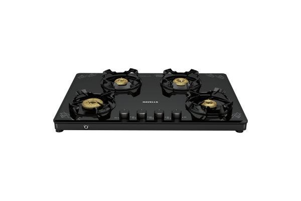 Havells Nucleus 4B Autoignition Cooktop GHKGCAQK000 | Toughened Glass Top with Push Button Ignition