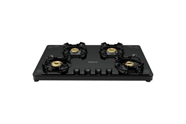 Havells Nucleus Gas Stove GHKGCACK000 4 Burner | Toughened Glass Top with Forged Brass Burners