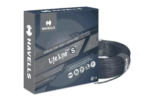 Havells Life Line Plus S3 HRFR Flexible Cable 2.5 sq mm 90m Black WHFFDNKA12X5-C | Heat Resistant Flame Retardant 1.1kV Cable